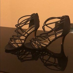Strappy black heels